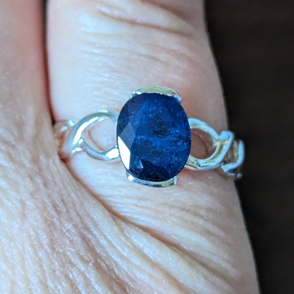 RING Blue Sapphire Ring 925 Sterling Silver Size 8